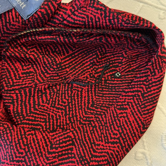 Vintage 80's 100% Silk J.L. Sanford for Narragansett Red & Black Blouse & Skirt - Picture 10 of 14